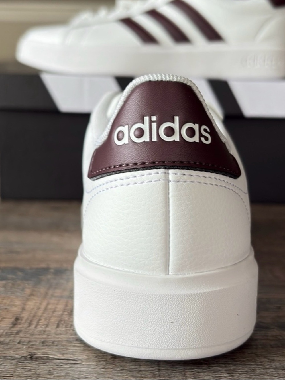 adidas White Low-Top Sneakers with Brown Stripes - Picture 3 of 4